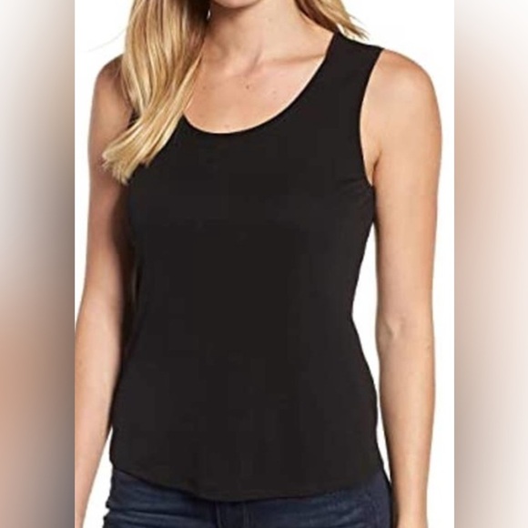 EILEEN FISHER Tank Top PS Stretch Jersey Scoop Neck Sleeveless Peachy Hue - Picture 1 of 9